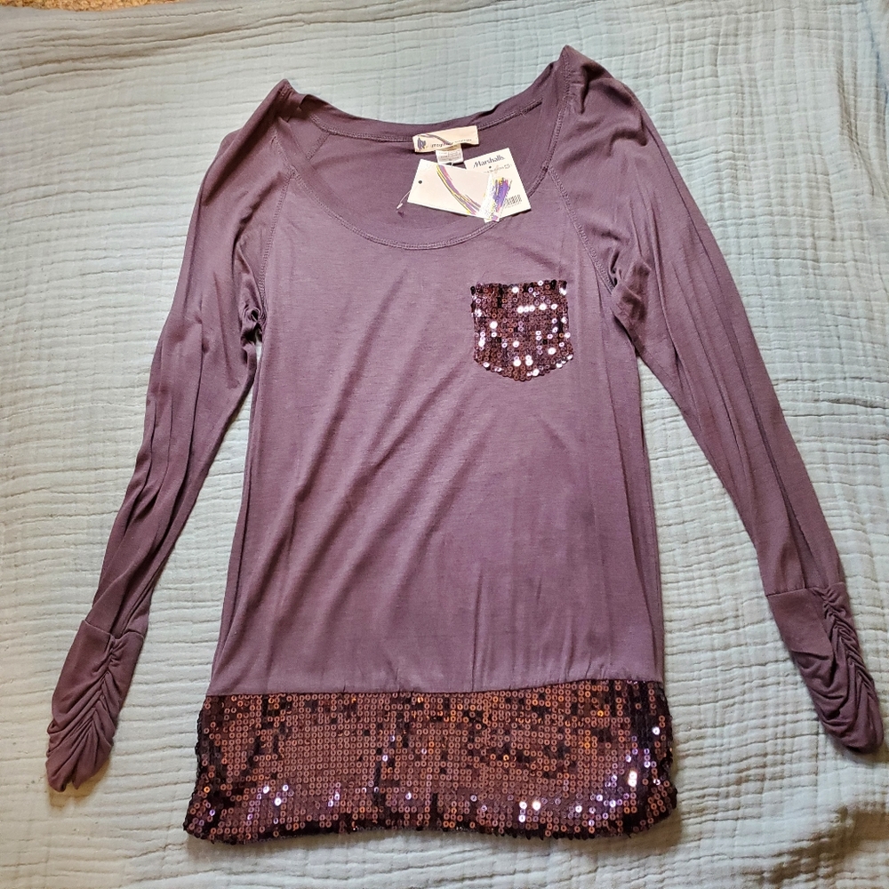 Sequin long sleeve top
